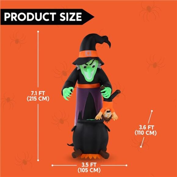 New 7FT Halloween Witch Animated Inflatable Decoration Witch Swinging Child - Picture 2 of 7